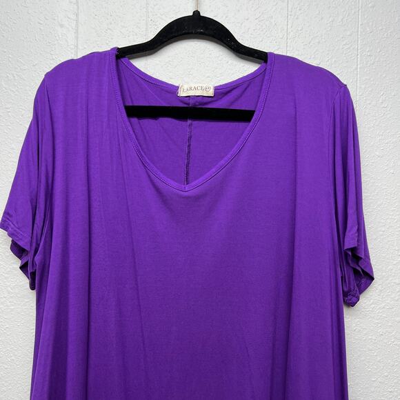 Larace Womens Top 4X Asymmetrical Hem Stretch Soft Relaxed Comfort Casual - Picture 3 of 15